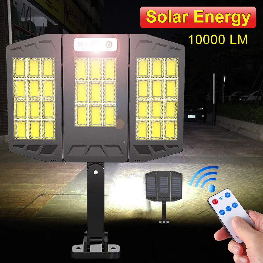 

10000 LM LED Outdoor Solar Light Remote Control 3 Lighting Modes Waterproof Motion Sensor Garden Yard Passage Security Lighting