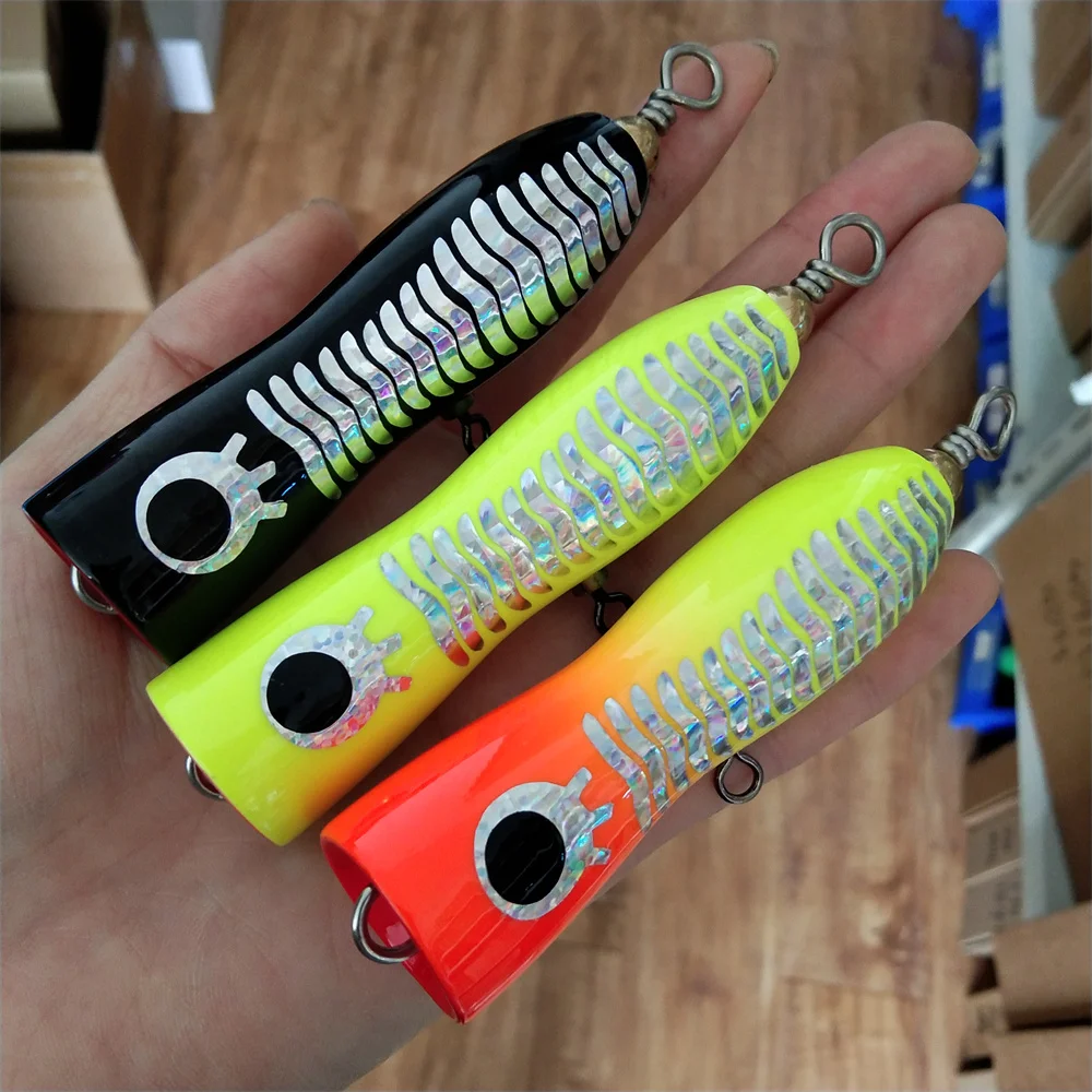 

Swolfy 3pcs 10cm 16g 12cm 25g Colorful Painting Lure Bait 3D Big Eyes Sea Fishing Wooden Popper Fake Bait Outdoor Fishing Supply