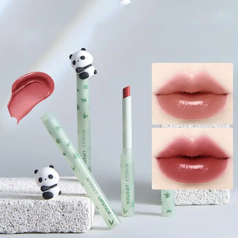 Panda Kristall gefroren Lippenstift Gelee Lippen glasur plump ing Lippen balsam feuchtigkeit spendenden Lip gloss Panda Spiegel glänzend getönten Gelee Lippenstift