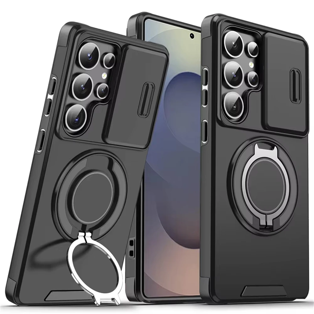 حافظة لهاتف سامسونج جالاكسي S25 S24 S23 S22 Ultra Plus S21 FE حافظة حماية للكاميرا منزلق غطاء مدرع