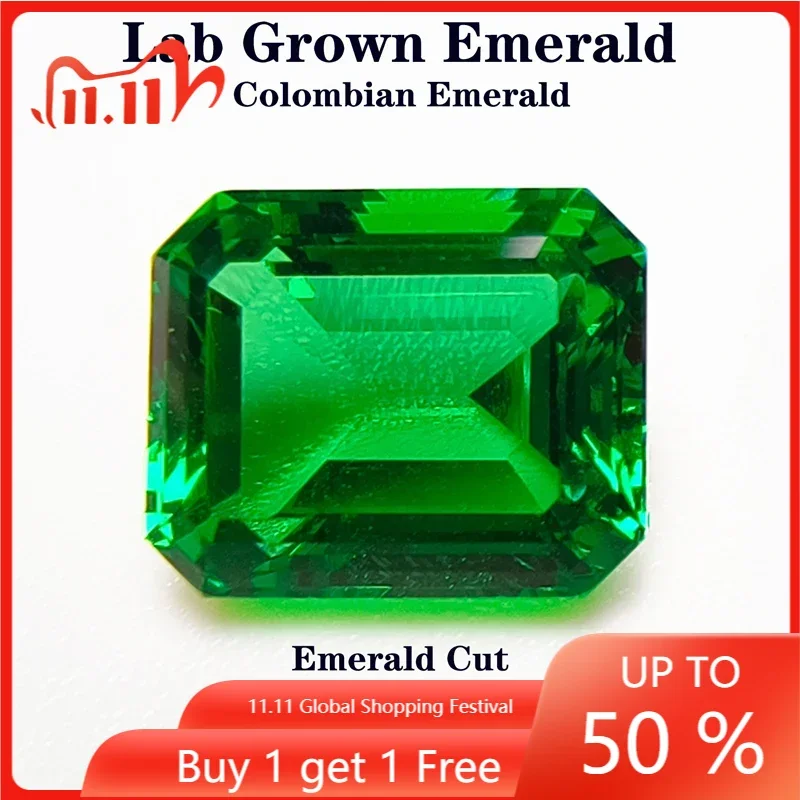 

Lab Grown Columbia Emerald Gem Emerald Cut Rich Content Crack inclusions Advanced Jewelry Making Materials AGL Certificate