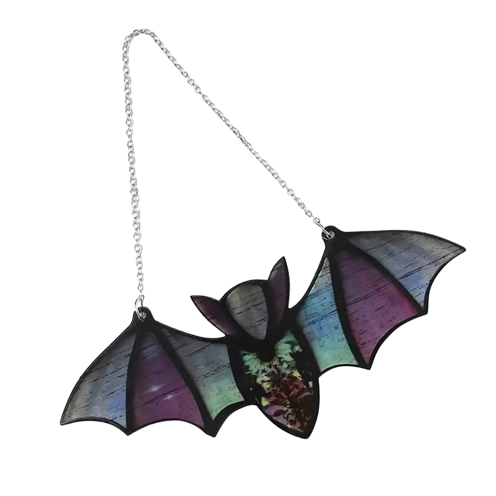 Halloween Bat Window Hanging  Reflective Effect Colorful Stained Bat Window Ornaments Halloween Bat Window