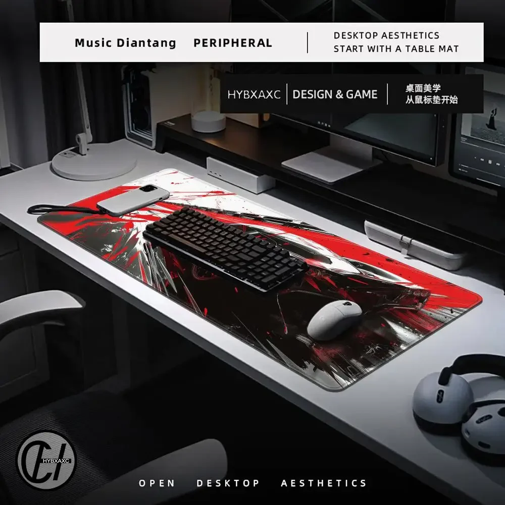 لوحة ماوس لسيارة السباق لطيفة عالية الدقة لوحة مكتب باللونين الأسود والأحمر ممتدة لوحة مفاتيح الألعاب كبيرة الحجم 100 × 50 سم XXL لوحة ماوس الألعاب