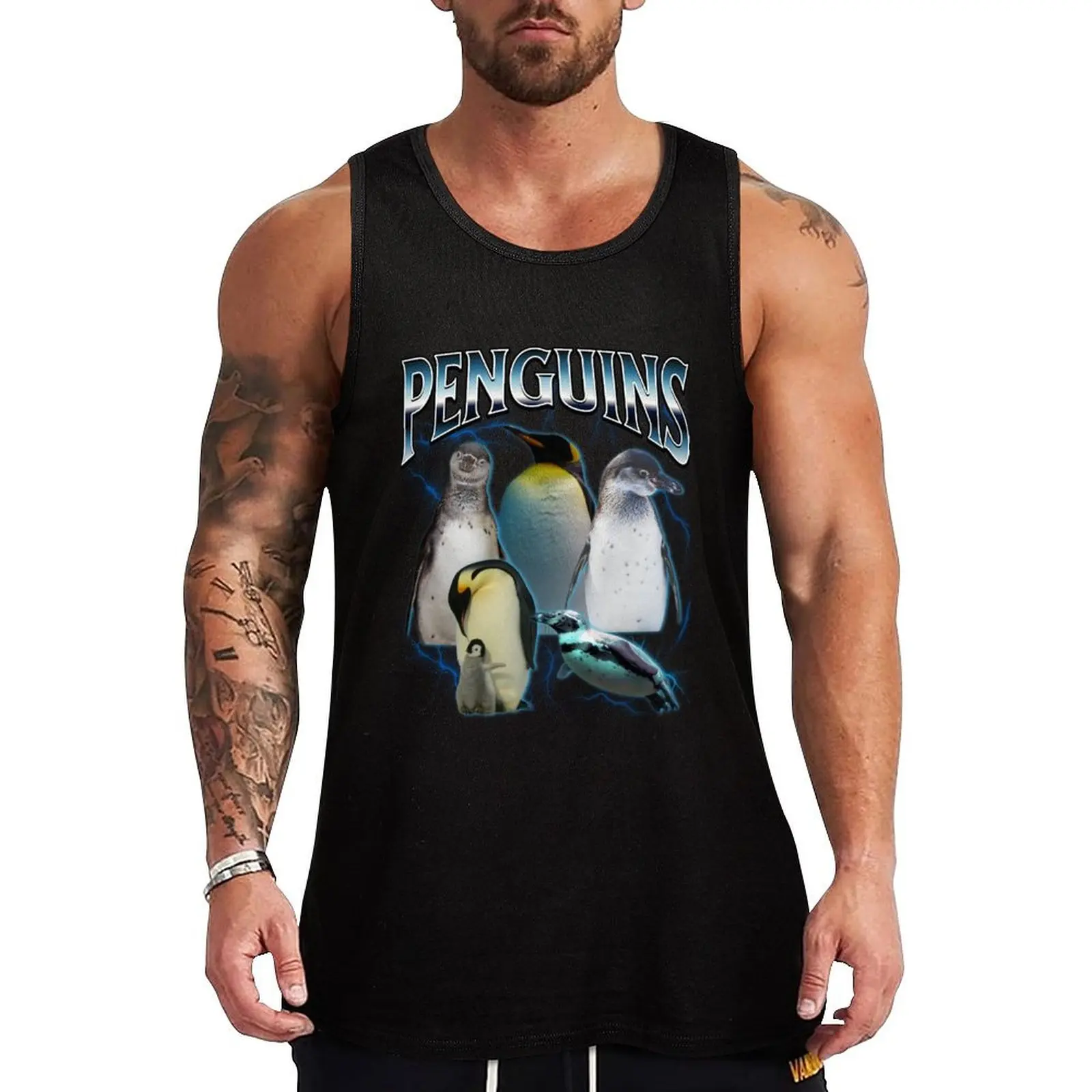 

Penguin Bootleg Vintage Tank Top gym shirt man T-shirt male Sleeveless T-shirt