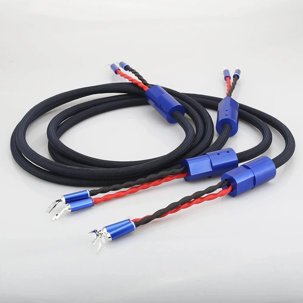 Coppia Audiocrast SC005 Cavo per altoparlante audiofilo placcato argento Cavo per altoparlante con spina a forcella per amplificatore per altoparlante HIFI