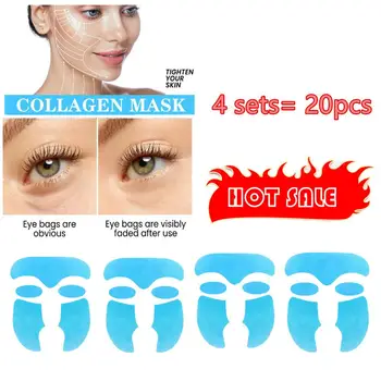 4X Kollagen-Masken-Set, Anti-Aging, Falten, Papier, lösliche Gesichtsmaske, Gesichtshaut, Wange, Aufkleber, Stirnpflaster, Lächeln, Linien, Patches