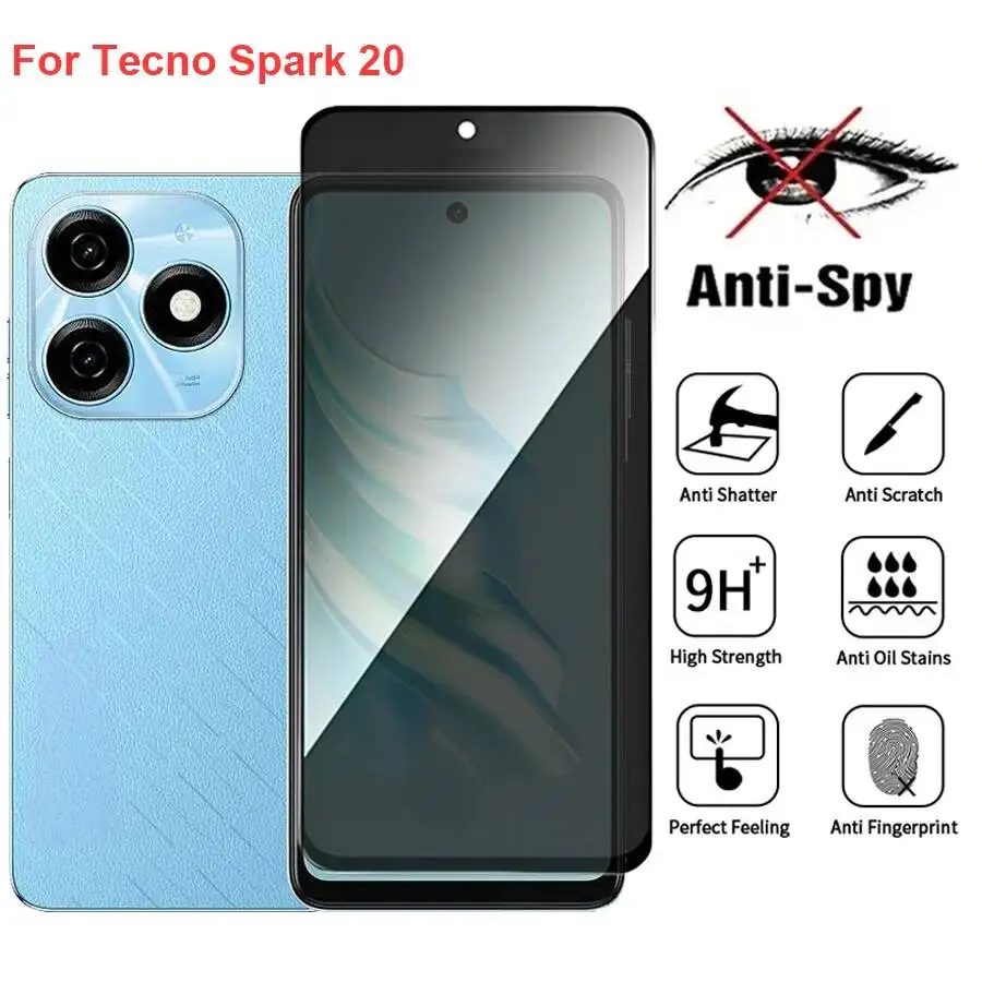 

Spark 20 Kj5n Anti Spy Privacy Tempered Glass Screen Protector Compatible For Tecno Spark20 Phone Film