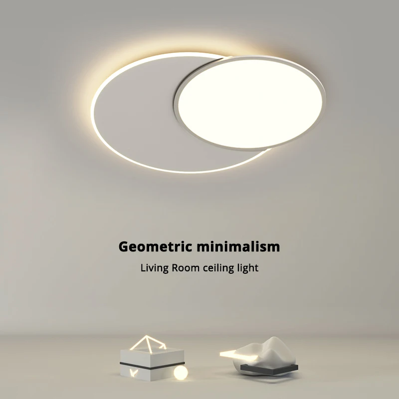 

Modern Minimalist Led Ceiling Lights White Simple Geometry Living Room Bedroom Lamp Home Decoration Fixture Interior Lighting