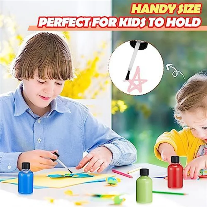 24 Pcs Plastic Empty Glue Bottles with Brushes 1.7 Oz Art Empty Paint Bottles Glue Toddlers Kids Art Crafts Supplies