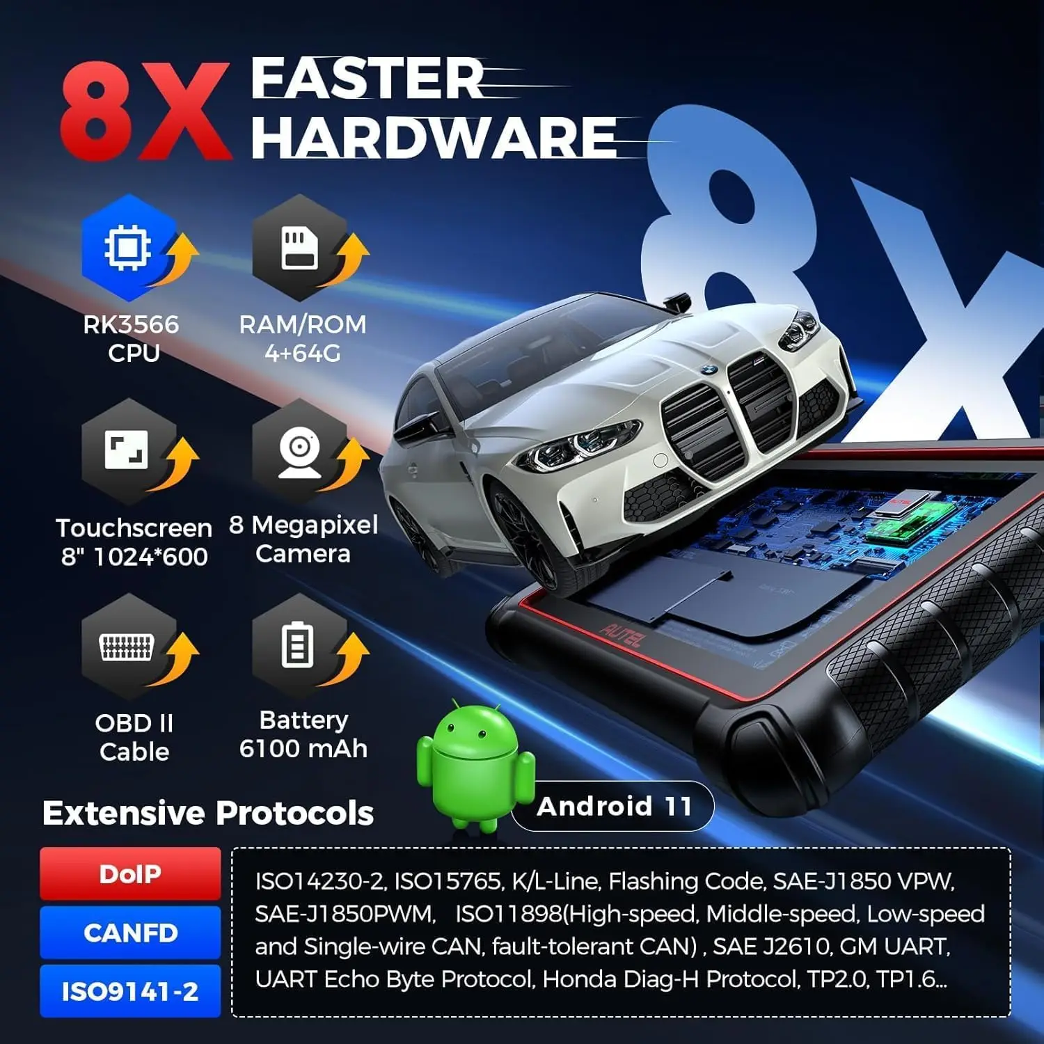 Autel Car Diagnostic Tools CAN FD DoIP 8 Inch Bidirectional OBD2 Scanner Auto Diagnosis Free Shipping 2 Years Free Update