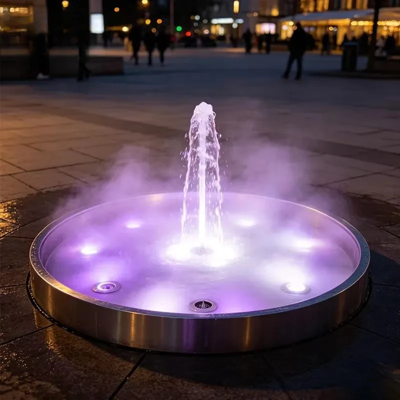 Outdoor Round Pool Music Fountain Full Set Equipment Underwater LED Lights Water Dance Performance Installation Customizable