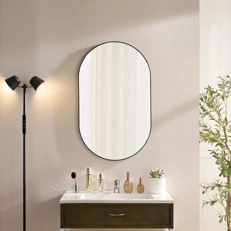 

Oval Metal Wall Mirror 36x22 Inch, Black Dressing Mirror for Bathroom, Living Room, Bedroom Decor, Horizontal & Vertical