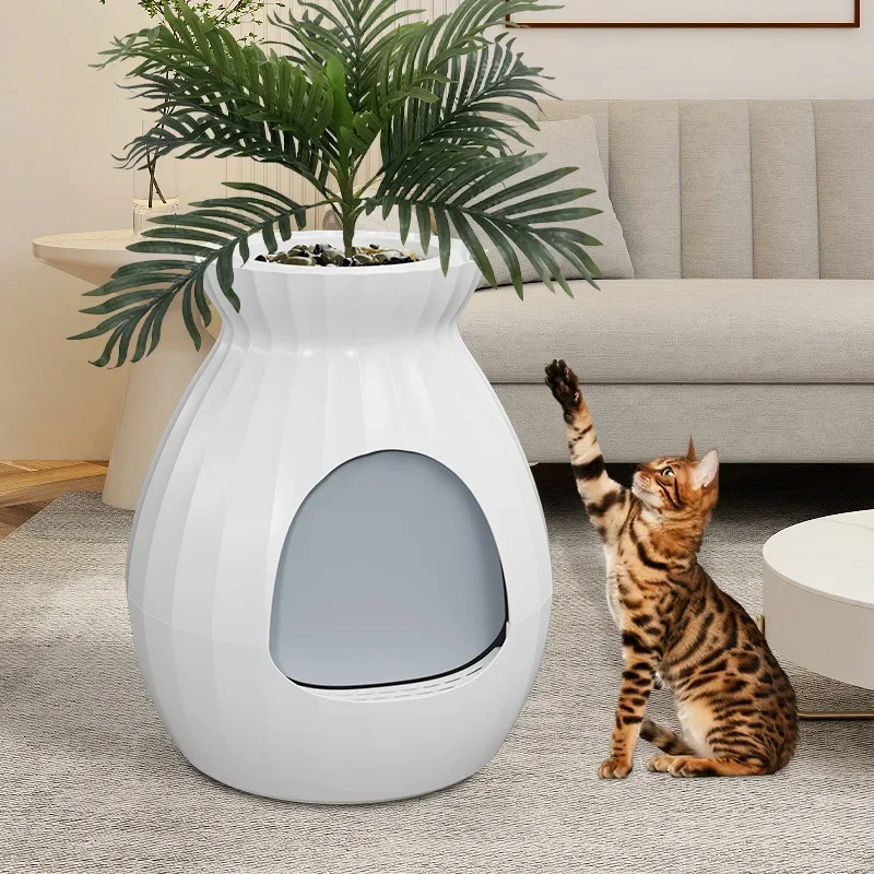 

K New Cat Toilet Flower Pot Type Fully Enclosed Plasma Intelligent Cat Litter Pot 110V 220V Deodorization and Splashing Preventi