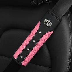 1 Diamond-encrusted Blingbling Metal Crown Faux Sheepskin Car Supplies Seat Belt Shoulder Strap Comfort Safety Belt