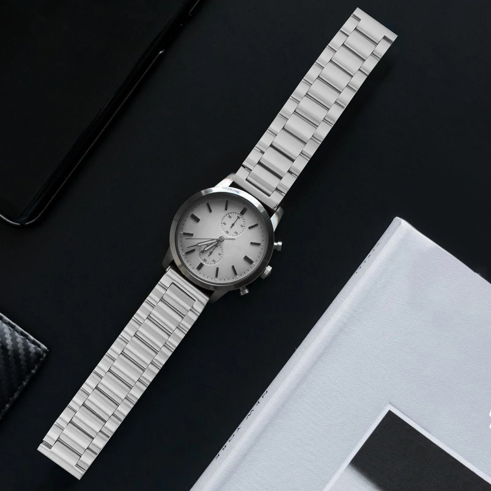 

Silver Stainless Steel Watch Band Durable Comfortable Design Compatible Venu Elegant Watch Strap Replacement