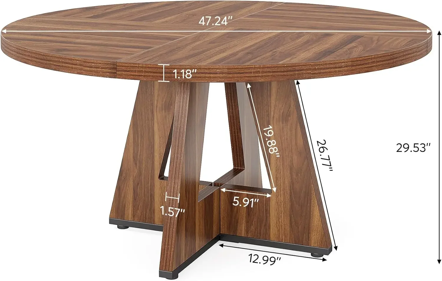 47 inch boerderij ronde eettafel voor 4 personen, keuken kleine eettafel, houten eettafel voor keuken eetkamer, woonkamer |