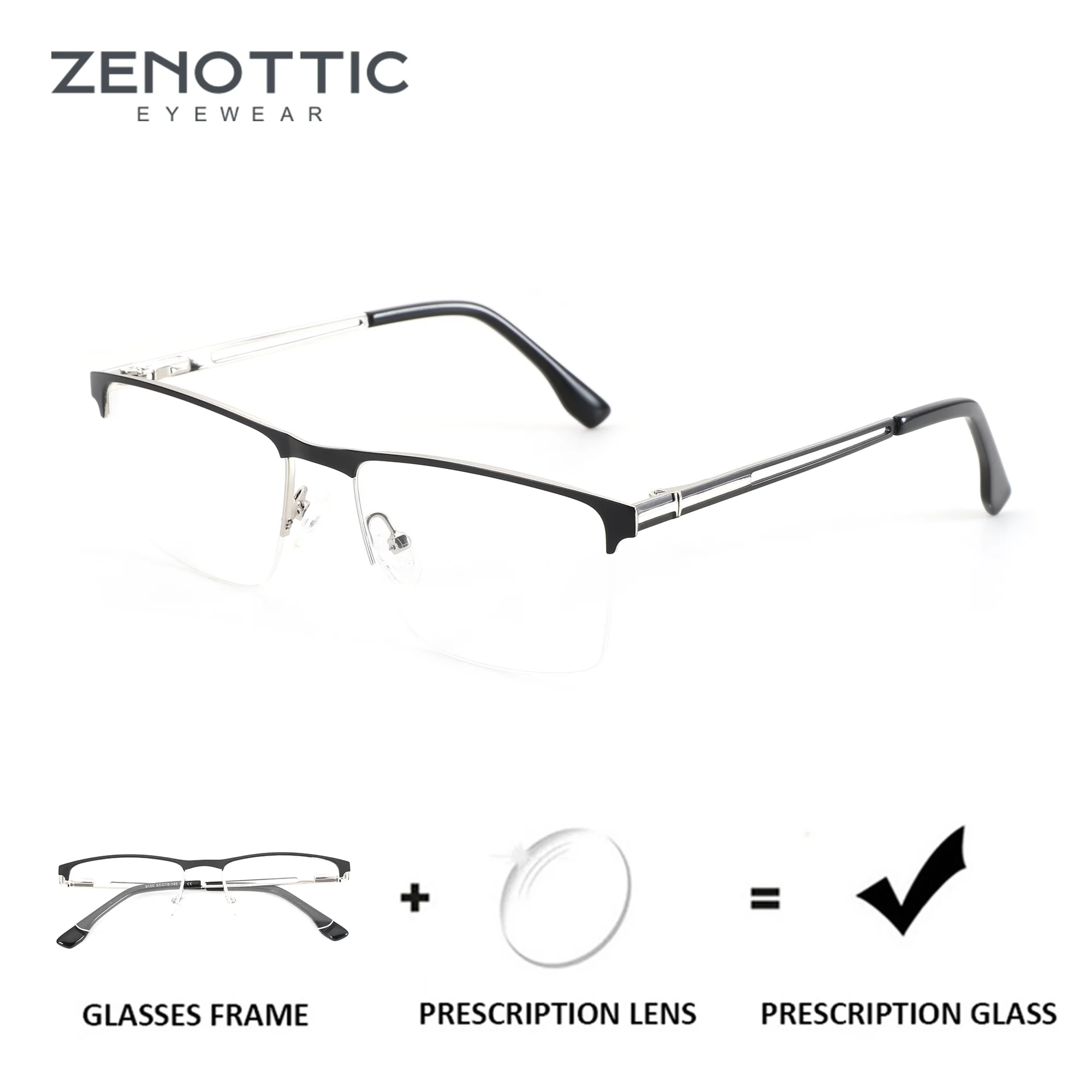 

Очки ZENOTTIC (размер S) с квадратной металлической оправой для мужчин, синие, для коррекции близорукости, фотохромные, с защитой от синего света.