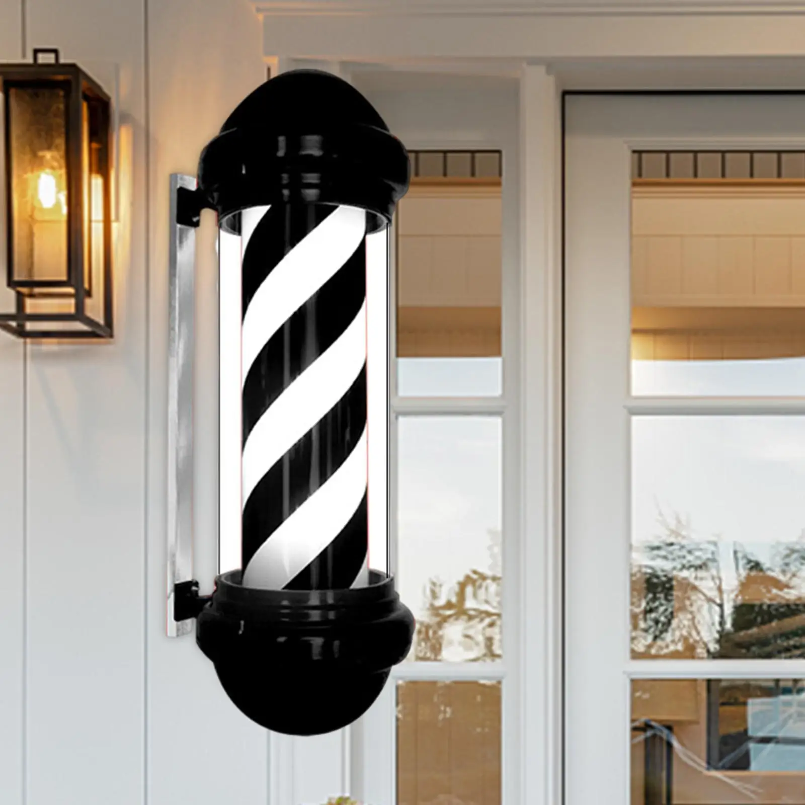 Barber Pole Light Novelty Lighting Tripes Wall Mounts Decor Save Energy Indoor Outdoor Rotating Stripes Light US Adapter