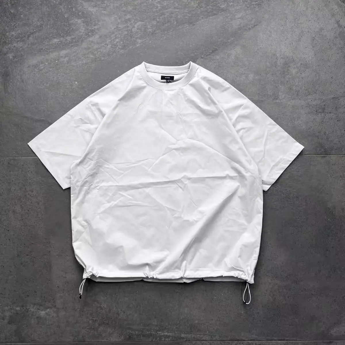 Tech Loose 24SS Lightweight Quick Dry Outdoor Sports round Neck Short Sleeve T-Shirt Drawstring Hem Casual Style Unisex