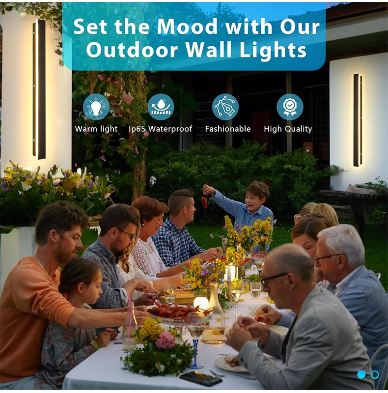 LED Long Outdoor Wall Lamp IP65 Waterproof Wall Light Aluminum Light Garden Villa Porch Sconce Light 110V 220V Sconce Luminaire