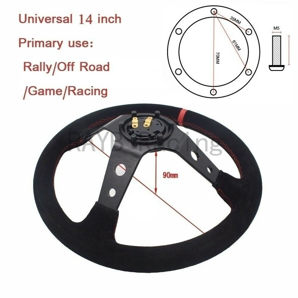 Universal 14 inch OMP 350mm Suede/PVC/ABS Auto Racing Steering wheels Deep Corn Drifting Sport Steering Wheel