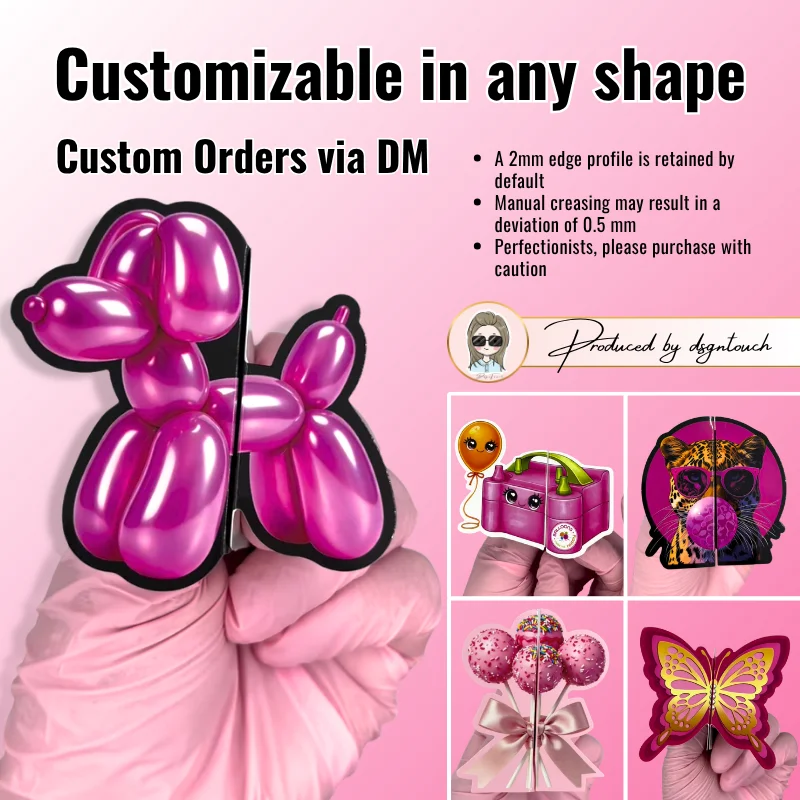 Business Cards For Party Decorations 300GSM Tri Fold Balloon Shape Printed Card Glossy Matte Lamination
