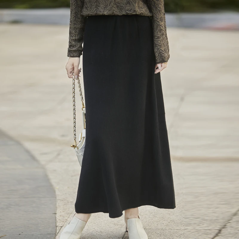 New 100% Sheep Wool Half Body Skirt For Women, Simple And High end Wool Skirt for Women, Solid Color Versatile A-line Skirt