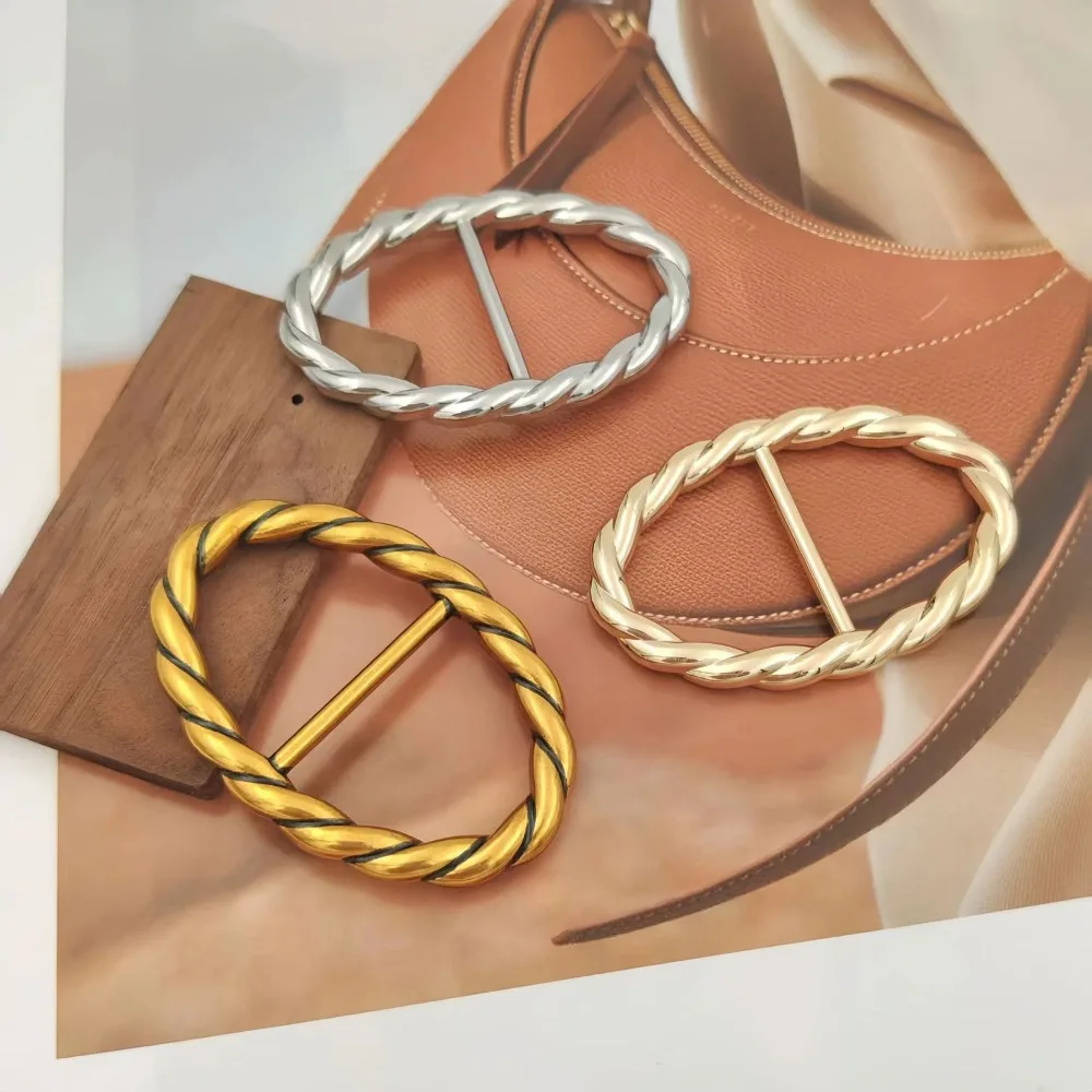 Gold Color Twisted Rope Pattern Buckles Zinc Alloy Pinless Buckles 26mm Inner Diameter