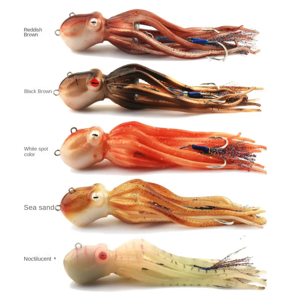 

2024 180g Saltwater Octopus Bait Rubber Soft Silicone Squid Skirt Lure Purple Portable Fishing Tackle