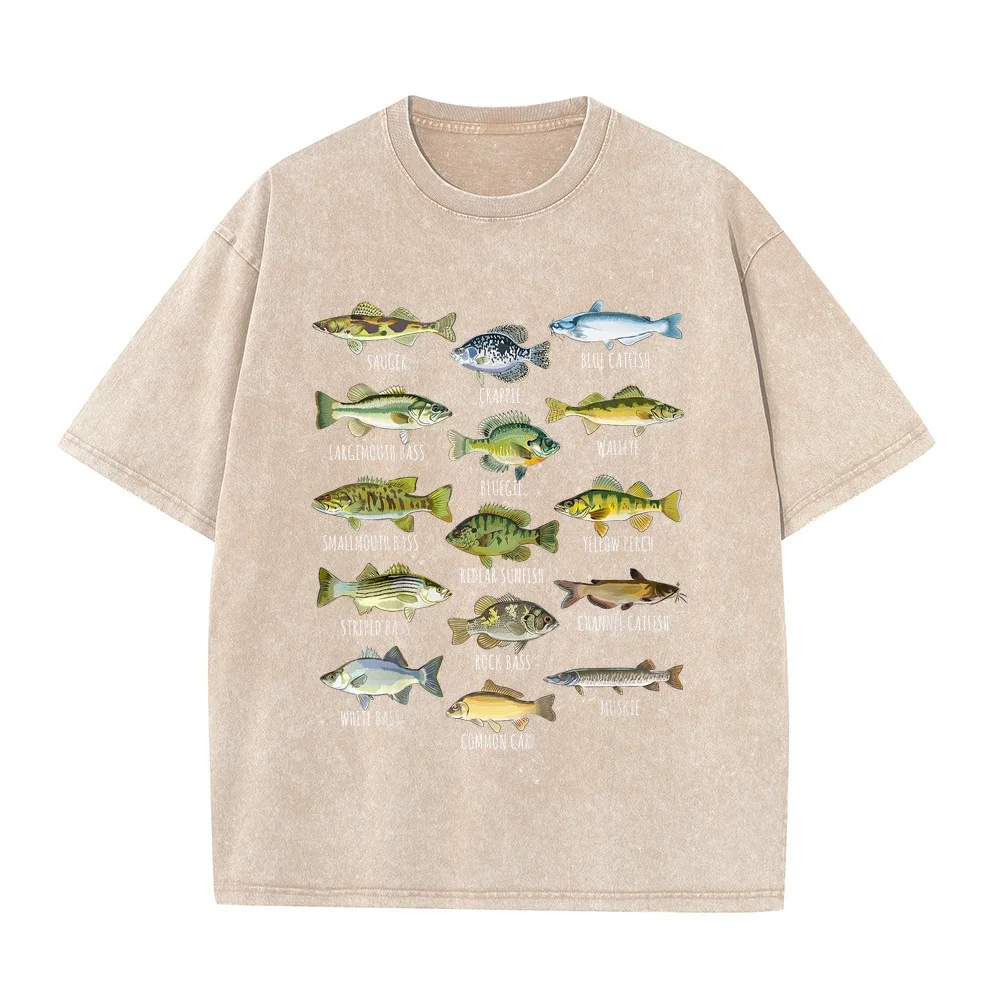 Fish Species Biology Types Of Freshwater Fishing T-Shirt Short Sleeve Men Clothes Mens 4xl Printed T Shirt Fisherman Tee