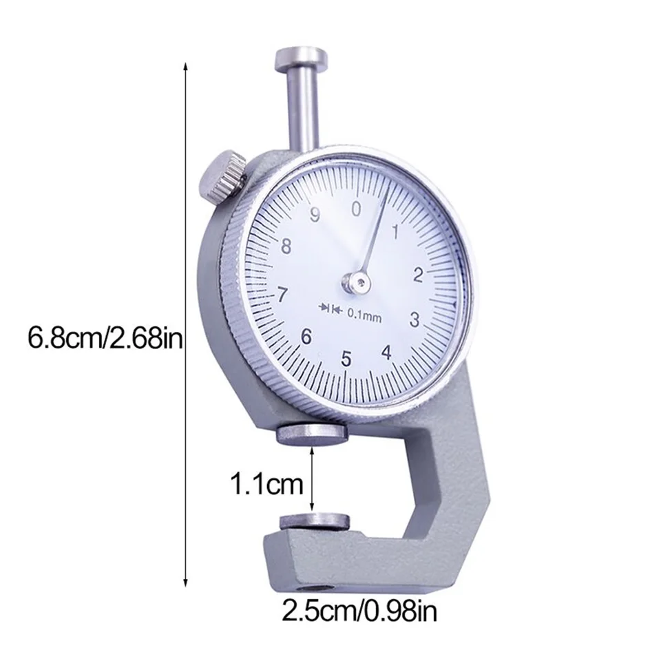 Zifferblatt-Dickenmessgerät 0–10 Mm Oder 0–20 Mm – Flachkopf-Messuhr Für Leder, Stoff, Metall, Blech, Glas, Draht
