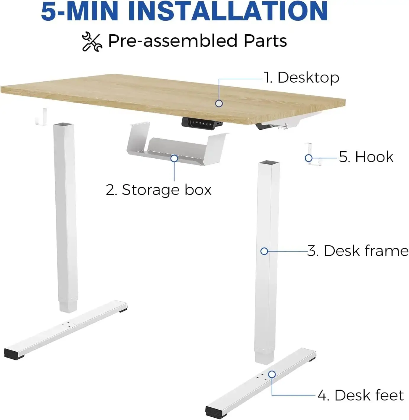 FLEXISPOT-escritorio de Pie ajustable, montaje rápido, 48x24 pulgadas, ergonómico, pieza completa