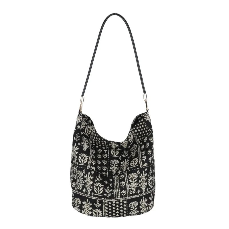 

Women's Large Capacity Bucket Shoulder Bag Top Handle Vintage Floral Print Bohemian Summer Daily Bag
