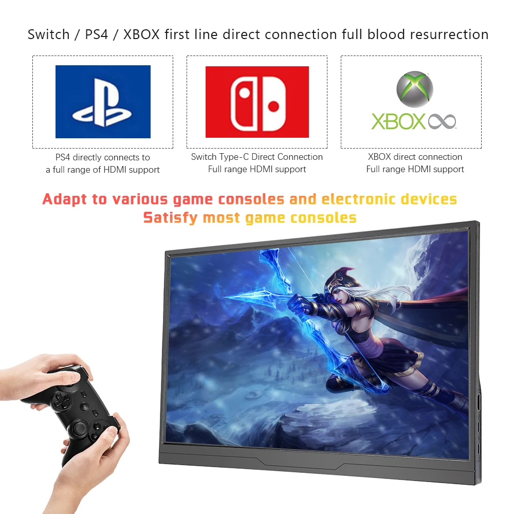 15.6 Inch Touch Screen Portable Monitor 1920*1080P 400cd/m2 IPS Display for Laptop Second Screen PS4/ 5 Switch/Raspberry Pi 5