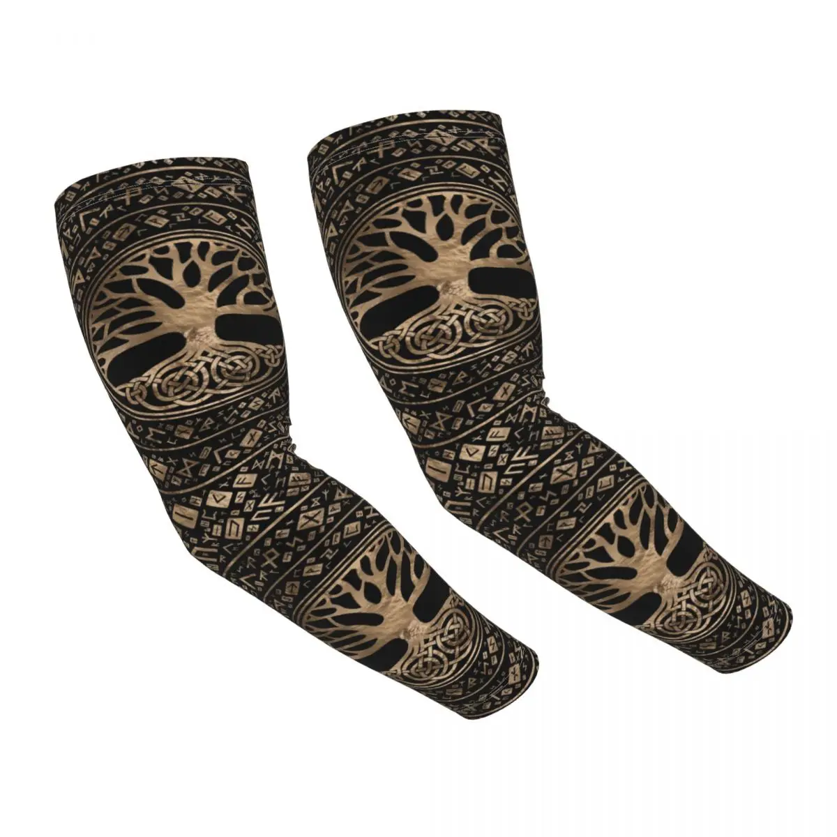 Tree Of Life Sports Compression Arm Sleeves Warmer Women Men Yggdrasil Runic Pattern UV Protection Tattoo Cover Up for Cycling