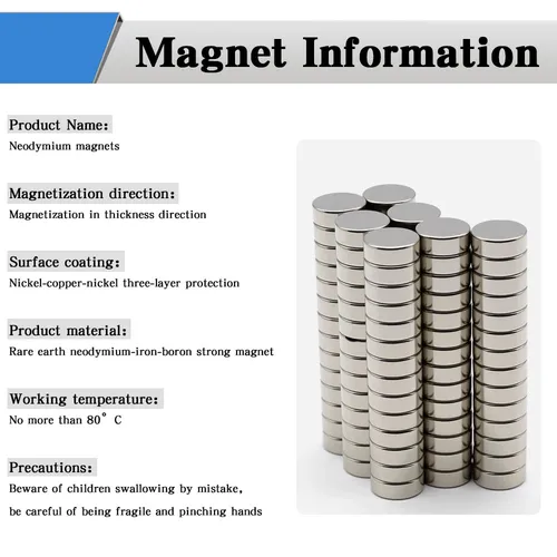 Imagen 2 del producto Imán redondo súper potente de 10x4mm, imán de neodimio NdfeB N35, imanes magnéticos permanentes fuertes, imán para refrigerador
