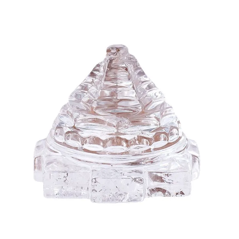 PYH Natural Himalayan Crystal Mandala Ornament White Crystal Pyramid Crystal Stupa Crafts