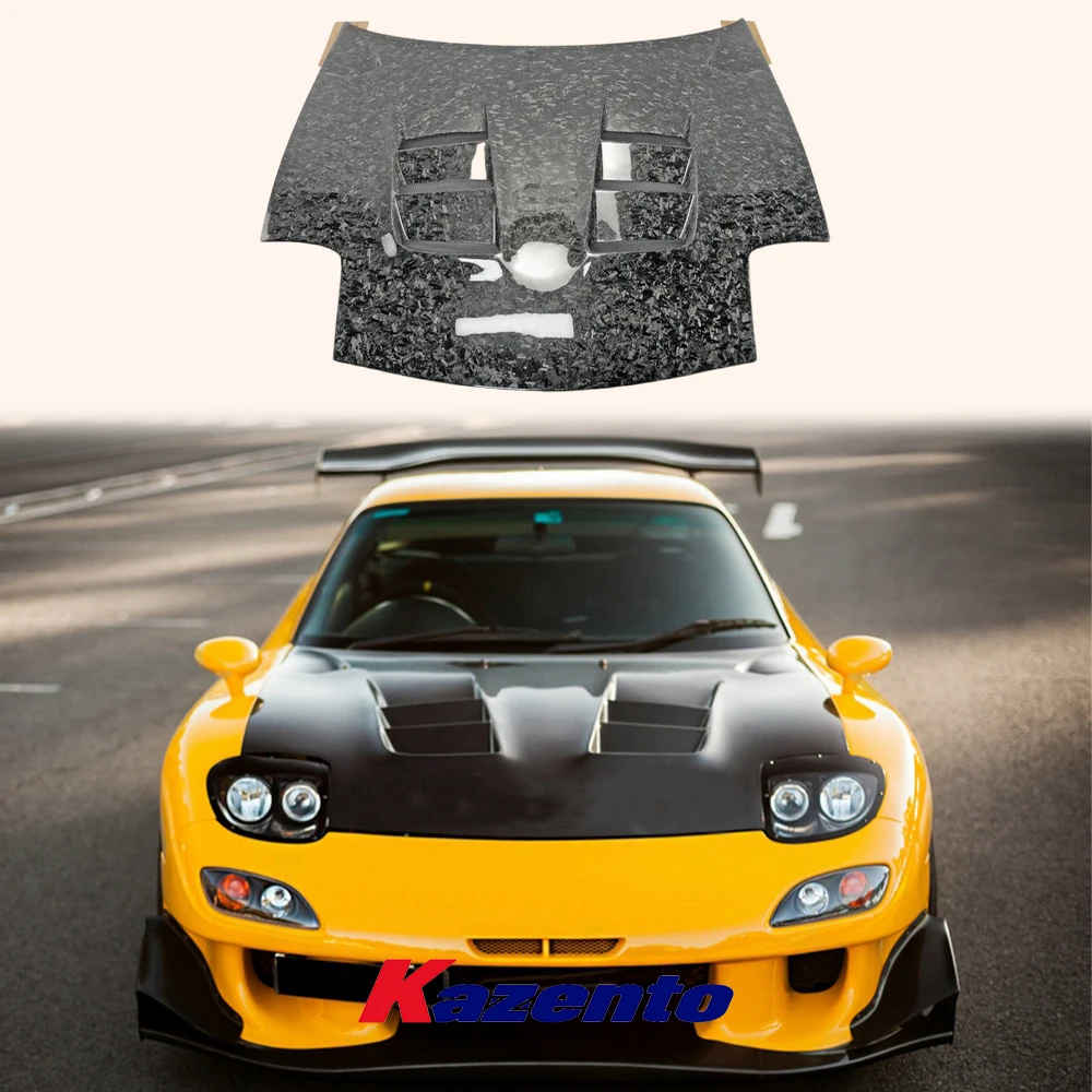 For Mazda RX-7 FD RX7 FD3S RE Style Forged Carbon Front Vent Bumper Hood Bonnet