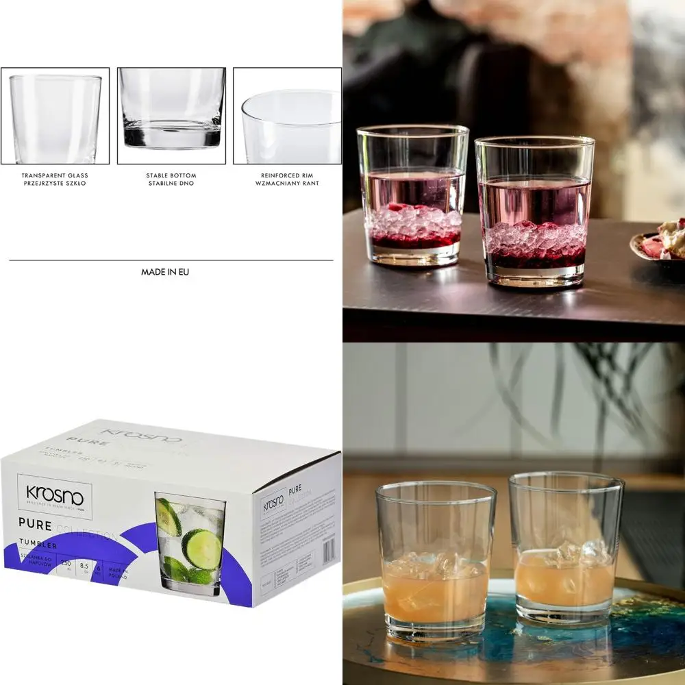 

Набор из 6 стаканов для напитков, 250 мл – Элегантная коллекция для повседневного использования, можно мыть в посудомоечной машине, европейское производство