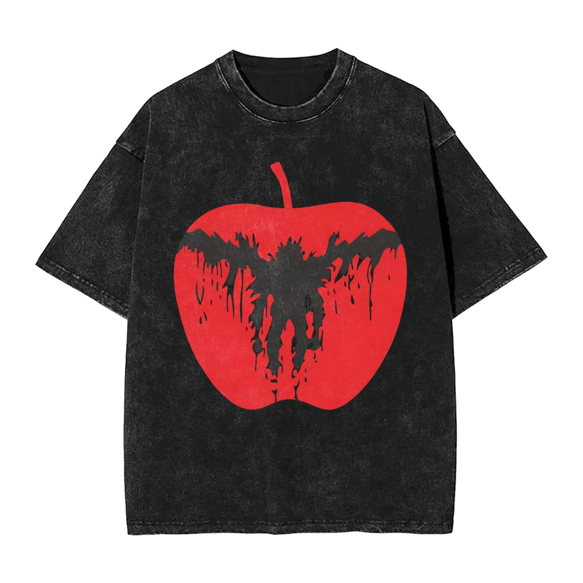 Washed T Shirts Dark Apple Spirit Death Note Hip Hop Vintage T-Shirts Harajuku Streetwear Cotton Printed Tops Tees for Men Women
