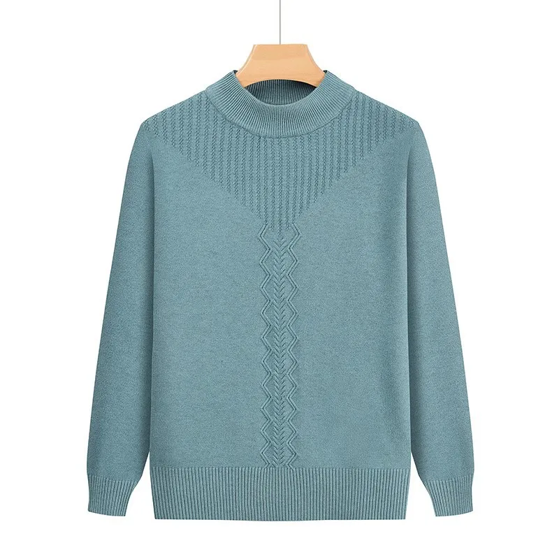 

Женский зимний свитер, вязаные пуловеры, теплый джемпер Femme, свободный джемпер для мам среднего возраста, весна-осень, полувысокий воротник, нижний топ