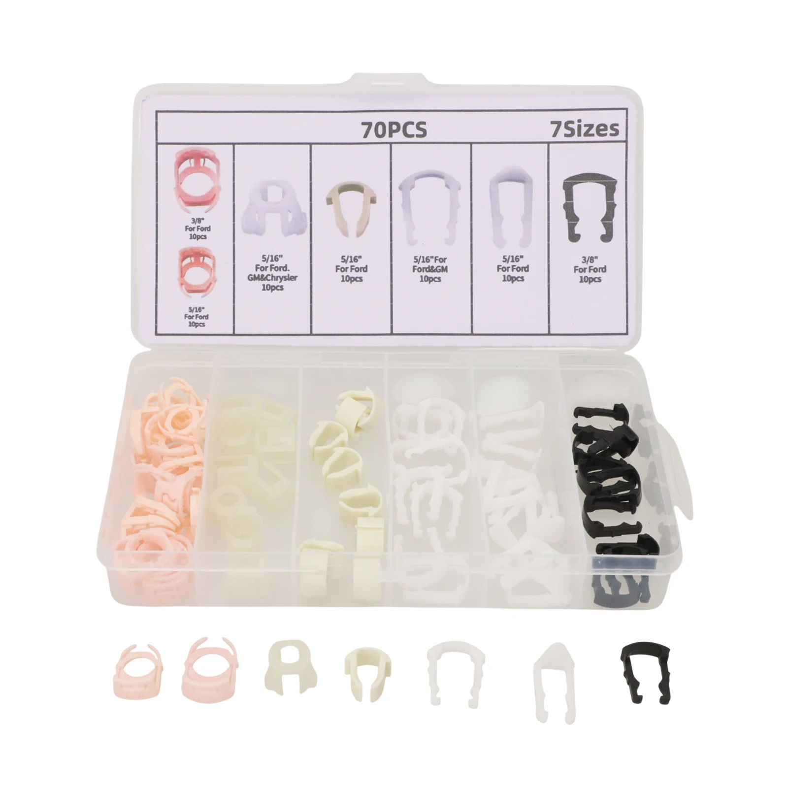 Nylon fuel line retaining clips set includes a total of 70 pieces ideal replacement parts compatible with For Ford