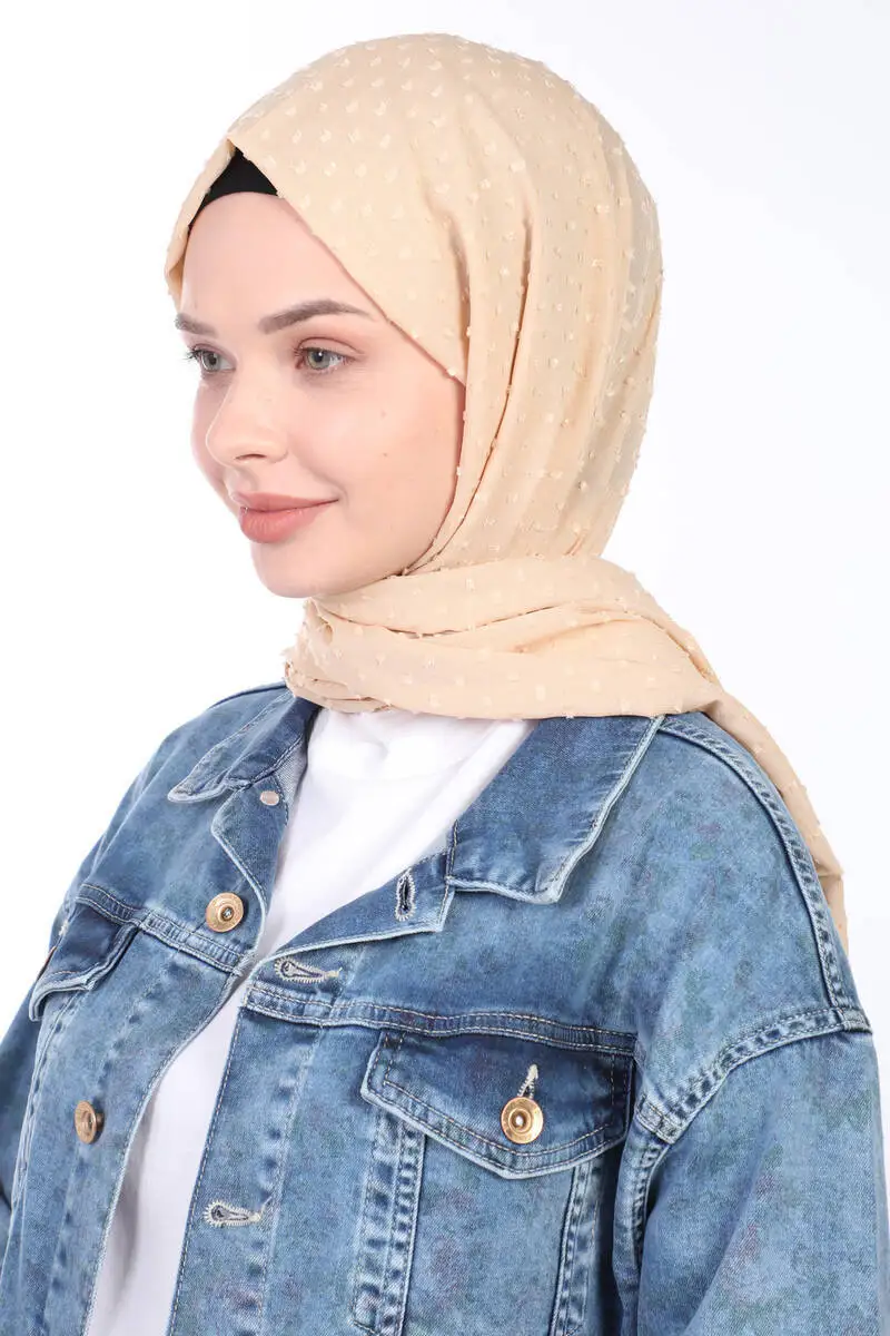 Miray Pıtpıt Chiffon Shawl Dark Cream