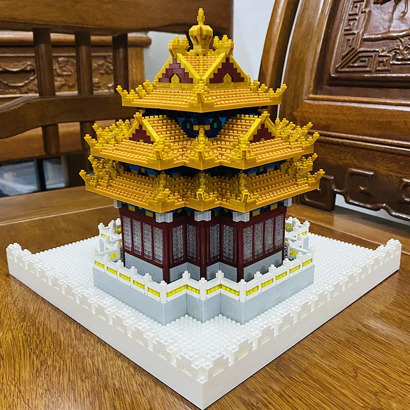 YZ 9133 World Architecture Imperial Palace Watchtower Pavilion Tower Mini Diamond Blocks Bricks Building Toy For Children No Box