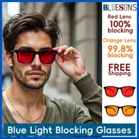 Nuevas gafas de bloqueo de luz azul con lentes rojas y naranjas para la protección contra la fatiga y diseño de moda para llevar durante los juegos