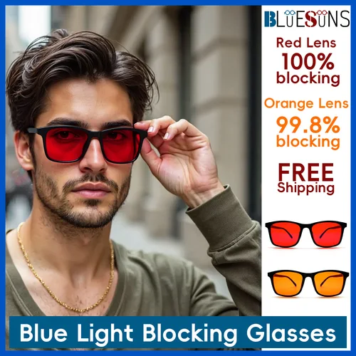Nuevas gafas de bloqueo de luz azul con lentes rojas y naranjas para la protección contra la fatiga y diseño de moda para llevar durante los juegos