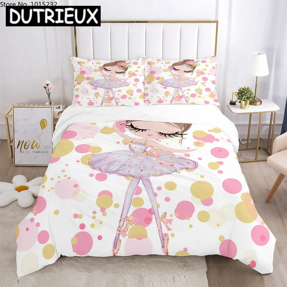 

Cartoon Ballet Girl 3D Printed Bedding Set Duvet Covers Pillowcases Comforter Bedding Set Bedclothes Bed Linen