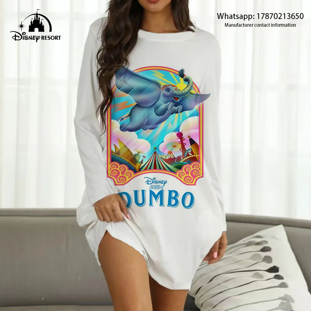 2022ฤดูใบไม้ผลิและฤดูใบไม้ร่วงใหม่ Disney ยี่ห้อ Boho Dumbo อะนิเมะพิมพ์แฟชั่นสบายๆเซ็กซี่ผู้หญิงงานปาร์ตี้ Homewear Y2K