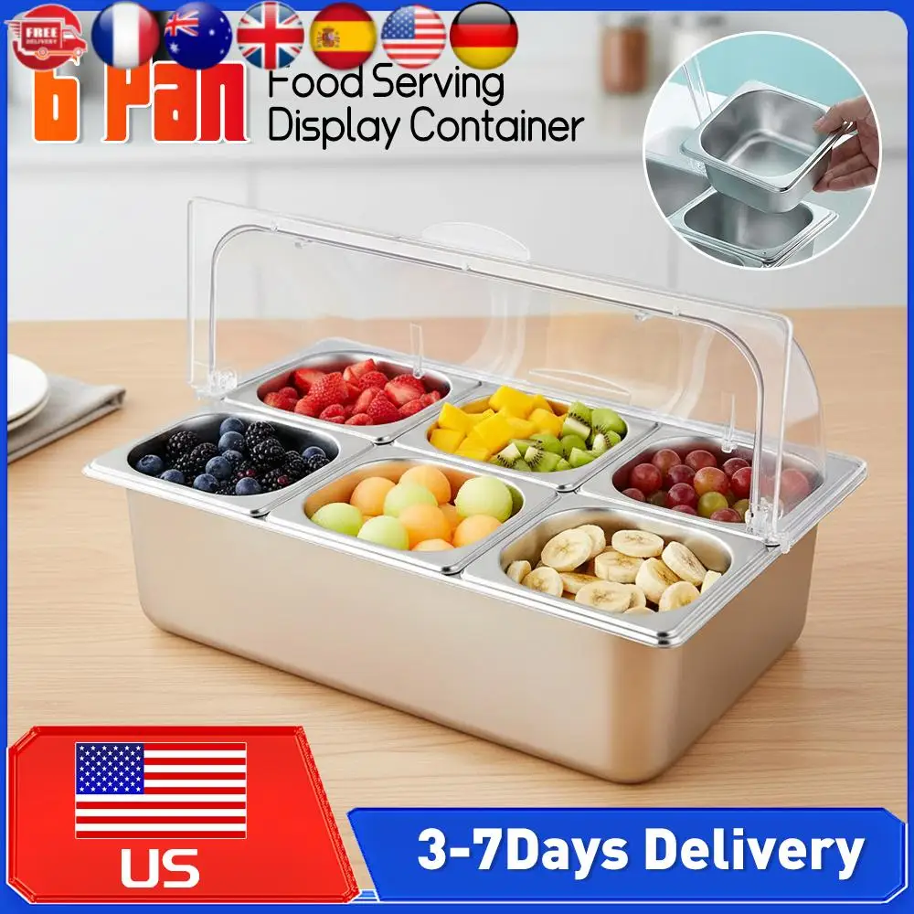 

Стальной диспенсер для соусов на 6 секций с откидной крышкой, контейнер для холодных блюд, поднос для фуршета для ресторанов, отелей, кухонь