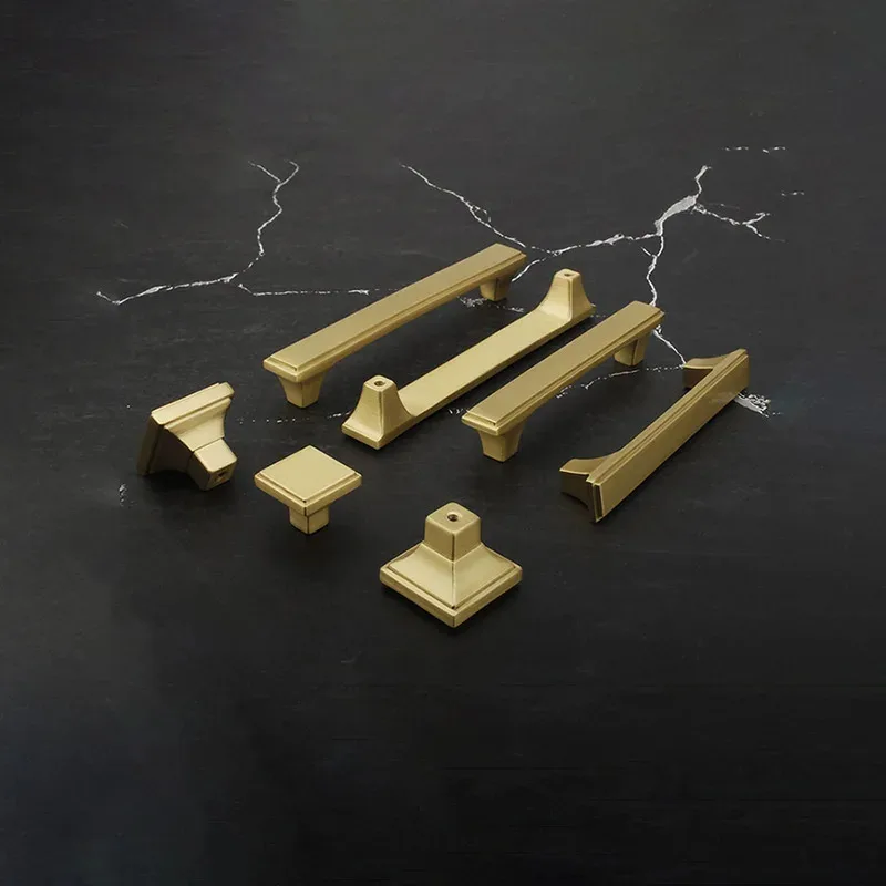 Nordic Light Luxury Brass Cabinet Handle Modern Simple Wardrobe Drawer Pull Hardware 3